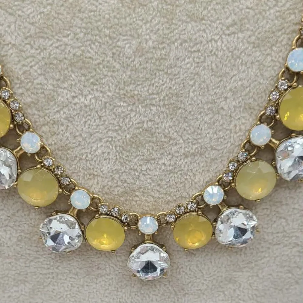 J Crew Factory Gold Tone Clear & Gold Crystal Necklace NWT!